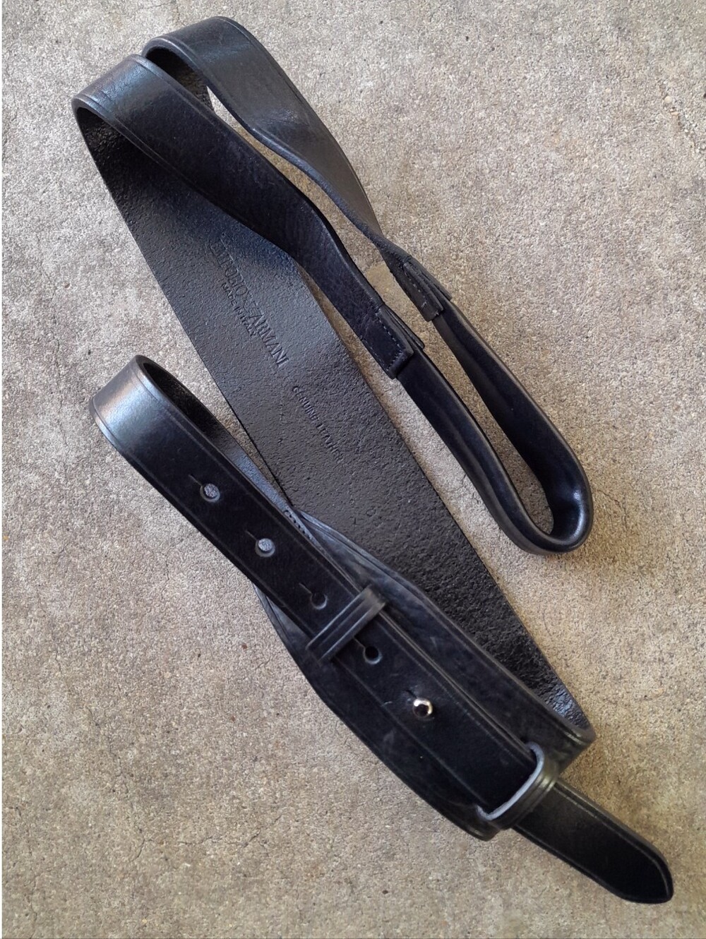 Emporio Armani leather designer waist belt OR bag guitar strap view description